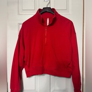 Fabletics red terry 1/2 zip sweatshirt